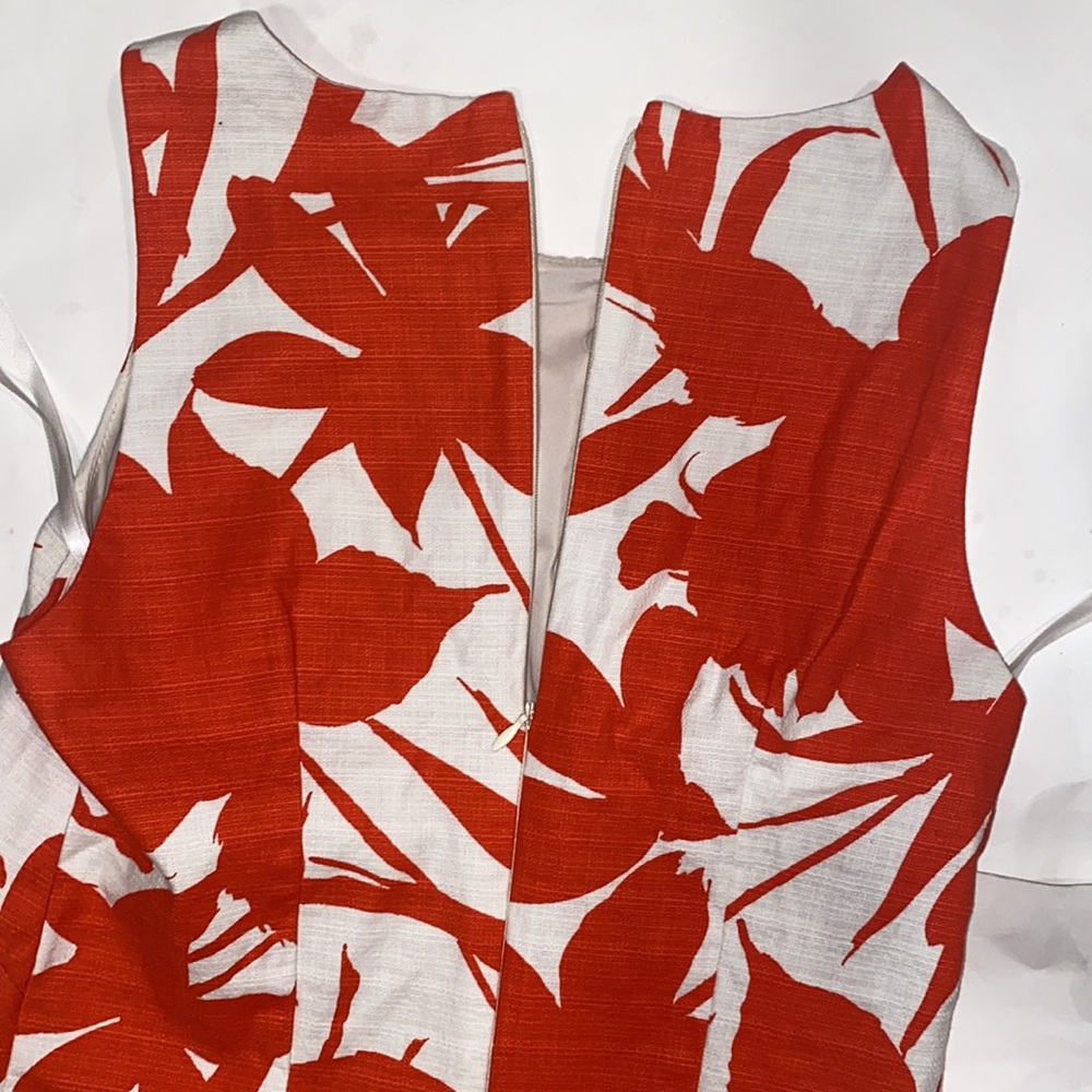 Eliza J Floral Shift Dress Orange White Sleeveless A Lined summer Dress size 2 - Picture 9 of 10